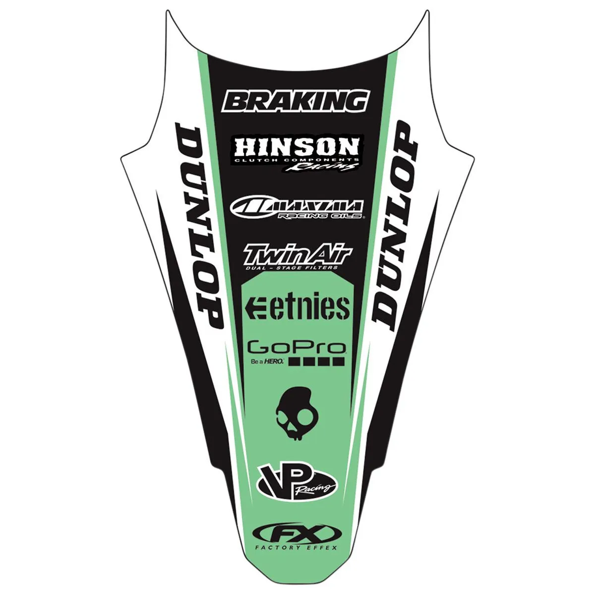 Autocollant garde-boue arrière FACTORY EFFEX KAWASAKI KXF 2009-2012