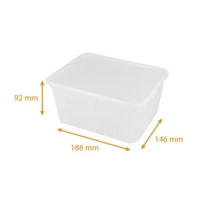 Barquettes PP 'cartybox' opaques 1800cc (c05) 146x188x92mm (fond+couver par 100