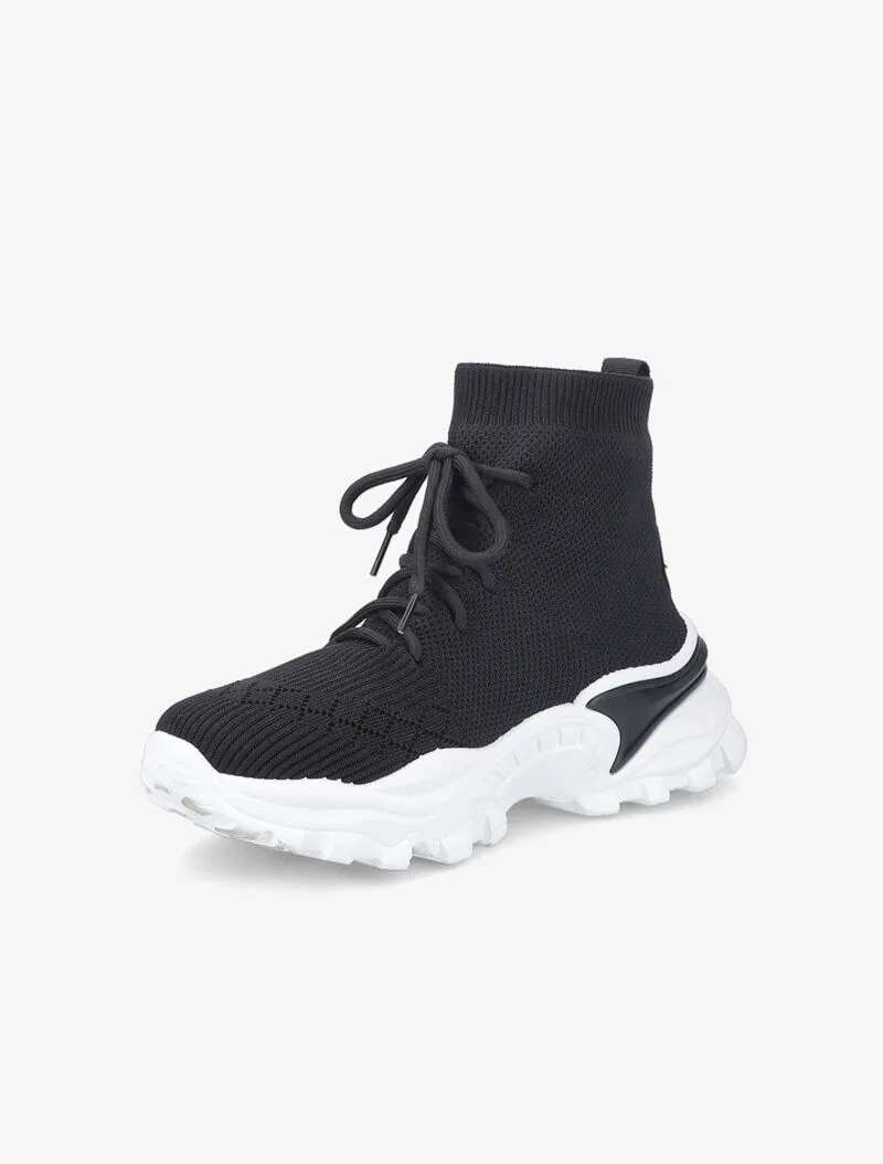Baskets chaussettes montantes en mesh - Noir