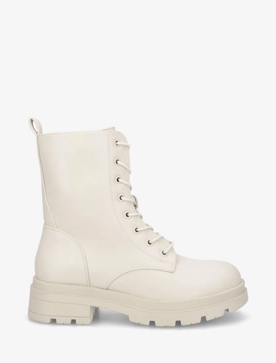 Bottines montantes à lacets - Beige