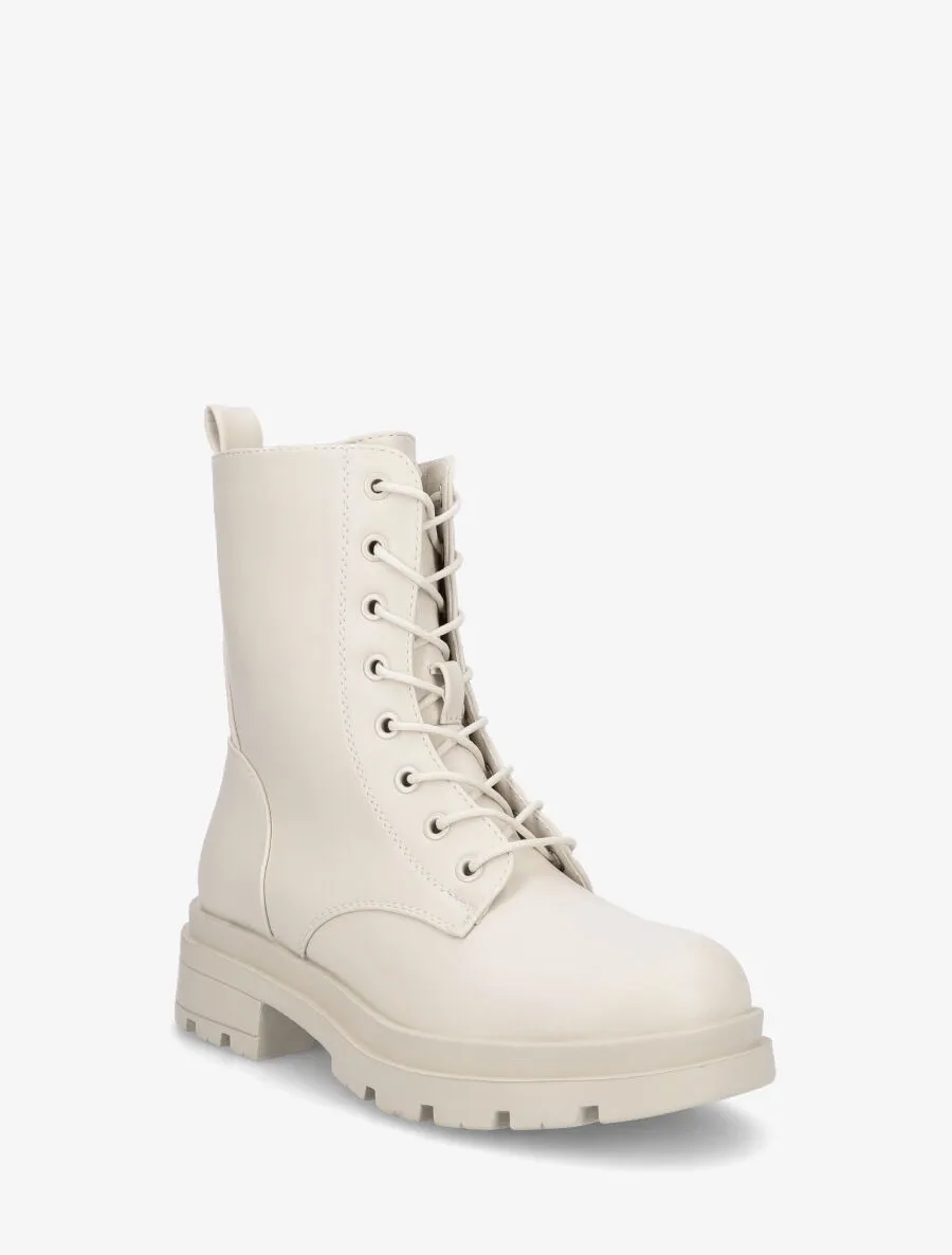 Bottines montantes à lacets - Beige