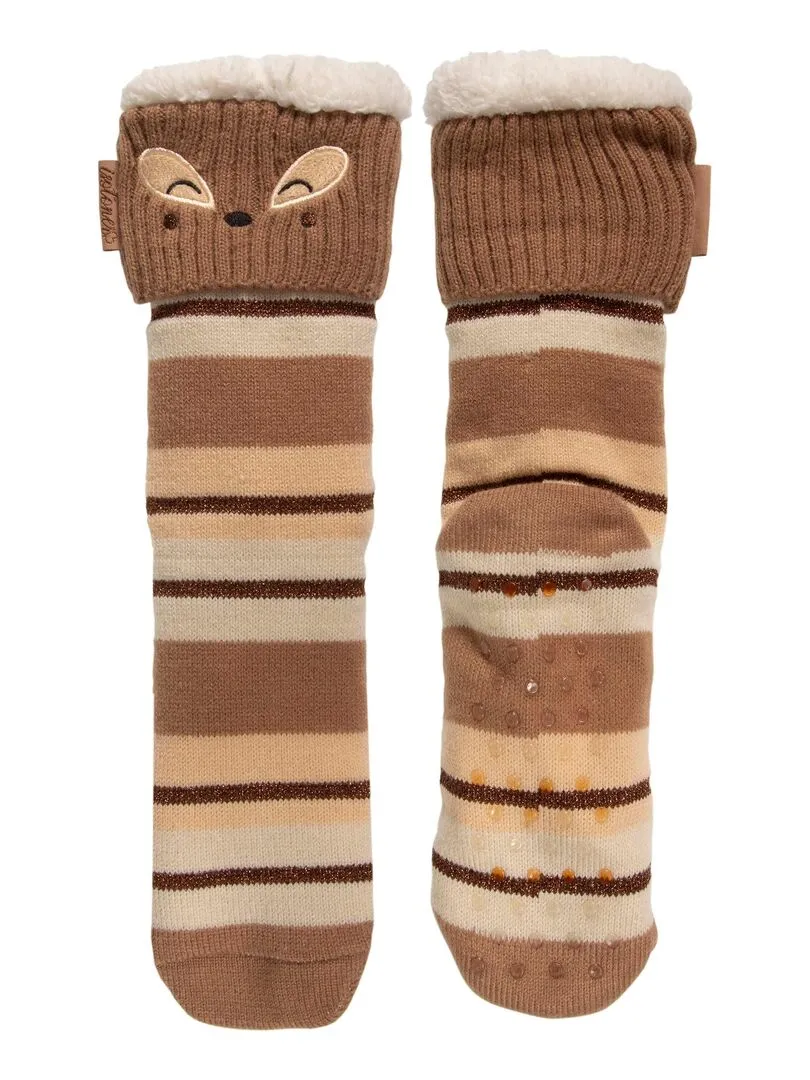 Chaussettes fourrées Femme Renard - Multicolore