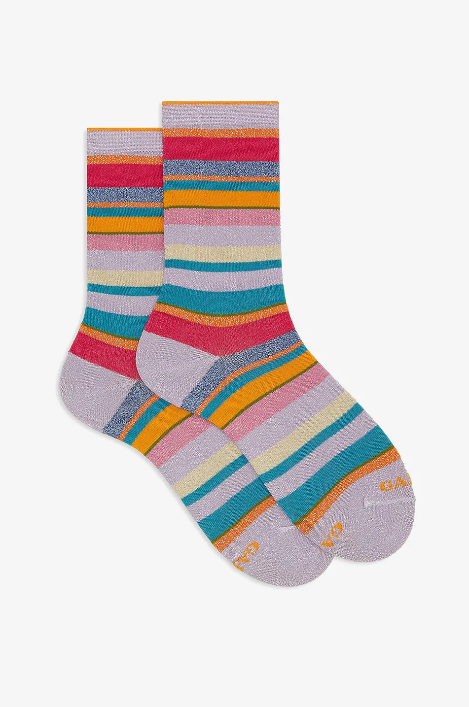 Chaussettes montantes en coton à rayures multicolores