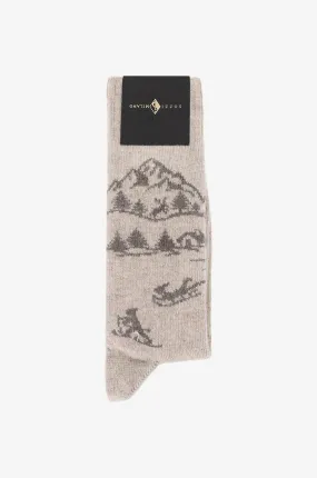 Chaussettes montantes jacquard motif montagnes