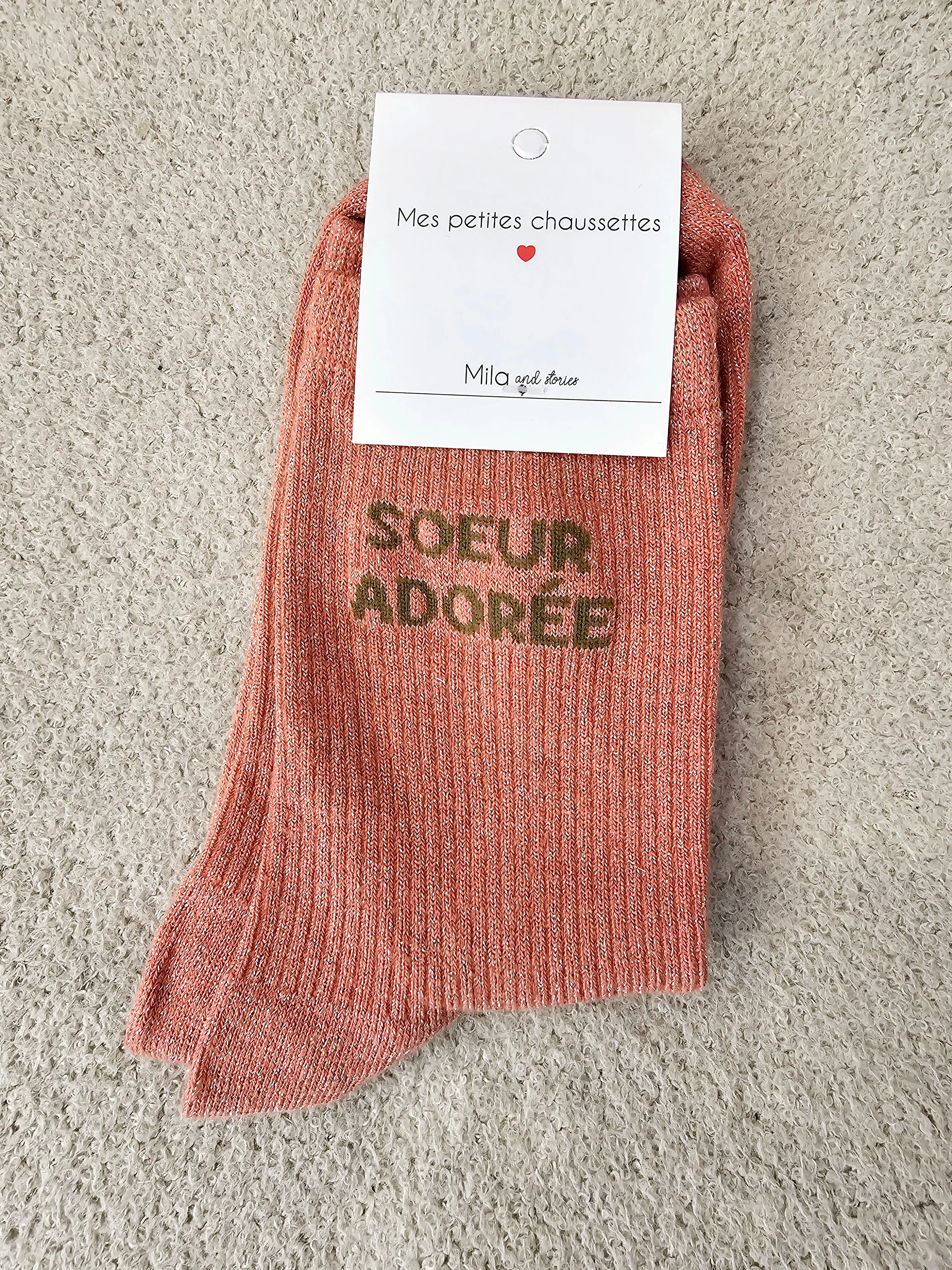 Chaussettes sœur adorée Rose