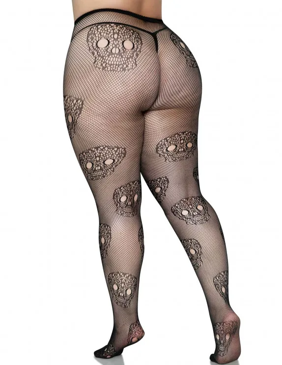 Collants résille Dia de los muertos grande taille femme : Deguise-toi, achat de Accessoires
