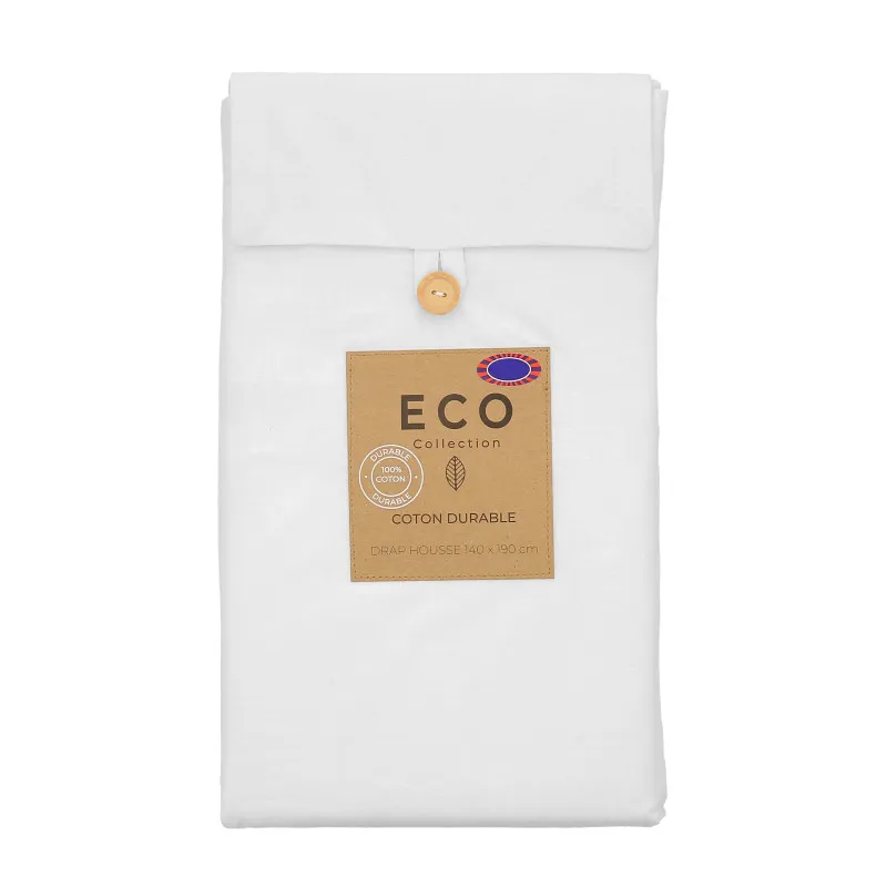 Drap housse 140x190 eco creme