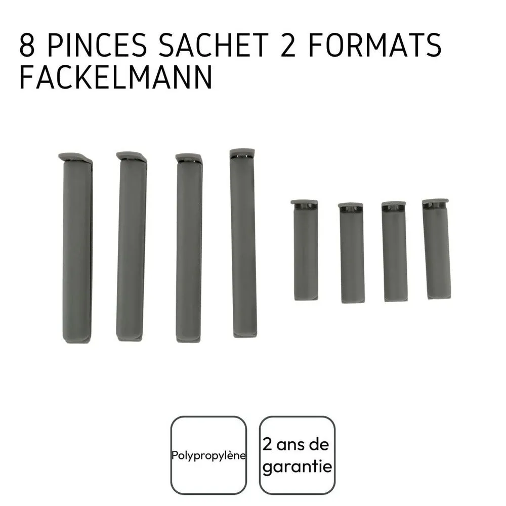 Lot de 8 clips fermeture de sachet fackelmann tecno