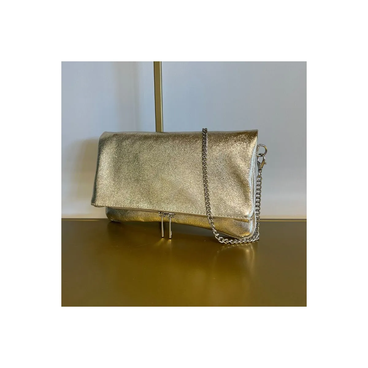 Pochette en cuir avec rabat pour femme sur pecari