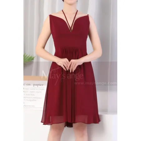 Robe De Cocktail A Bretelles Fines Bordeaux