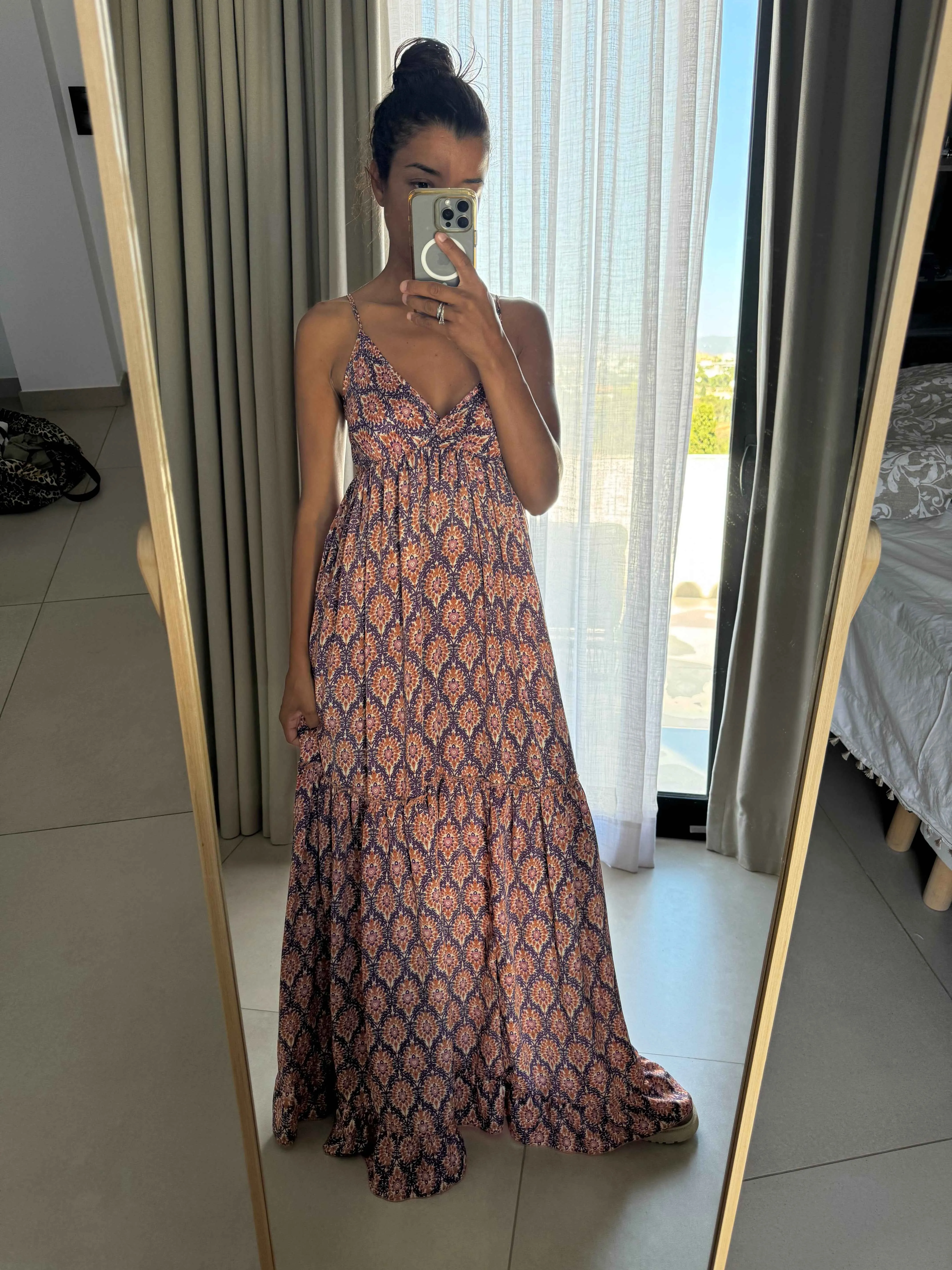 Robe Longue à Fines Bretelles Imprimée | Kata Paris