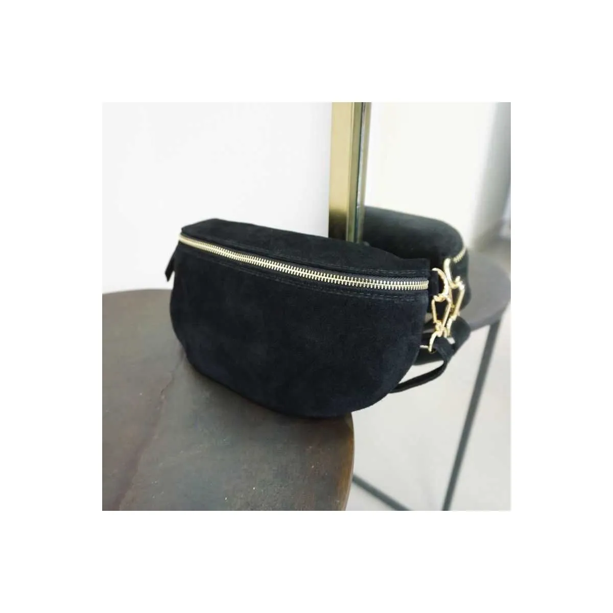 Sac banane en croûte de cuir Léana sur pecari
