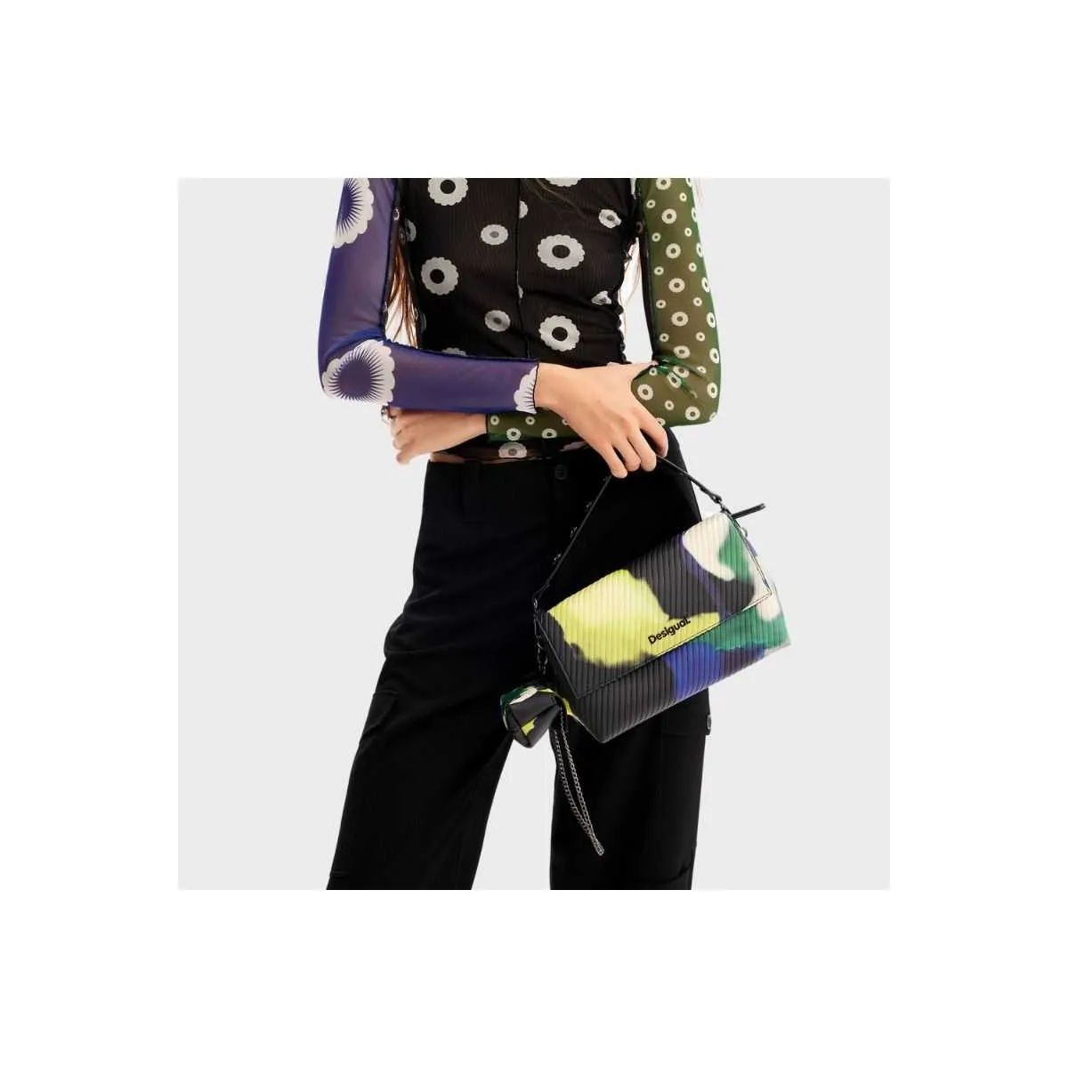 Sac bandoulière rabat aquarelle Desigual 23waxp42 sur pecari