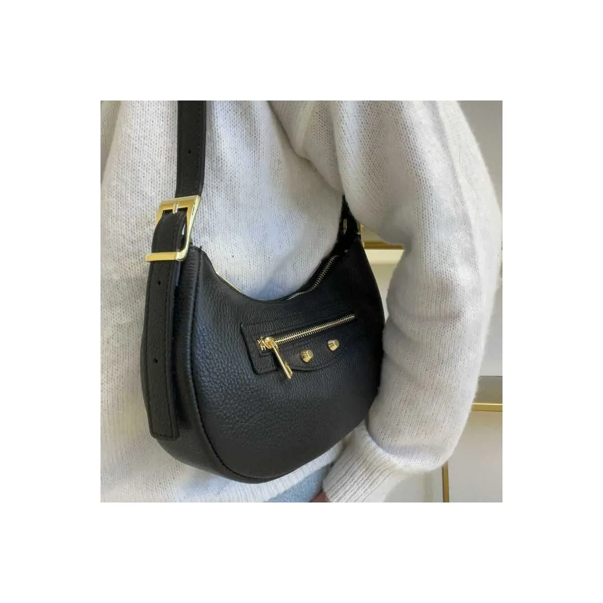 Sac en cuir clouté pour femme sur pecari