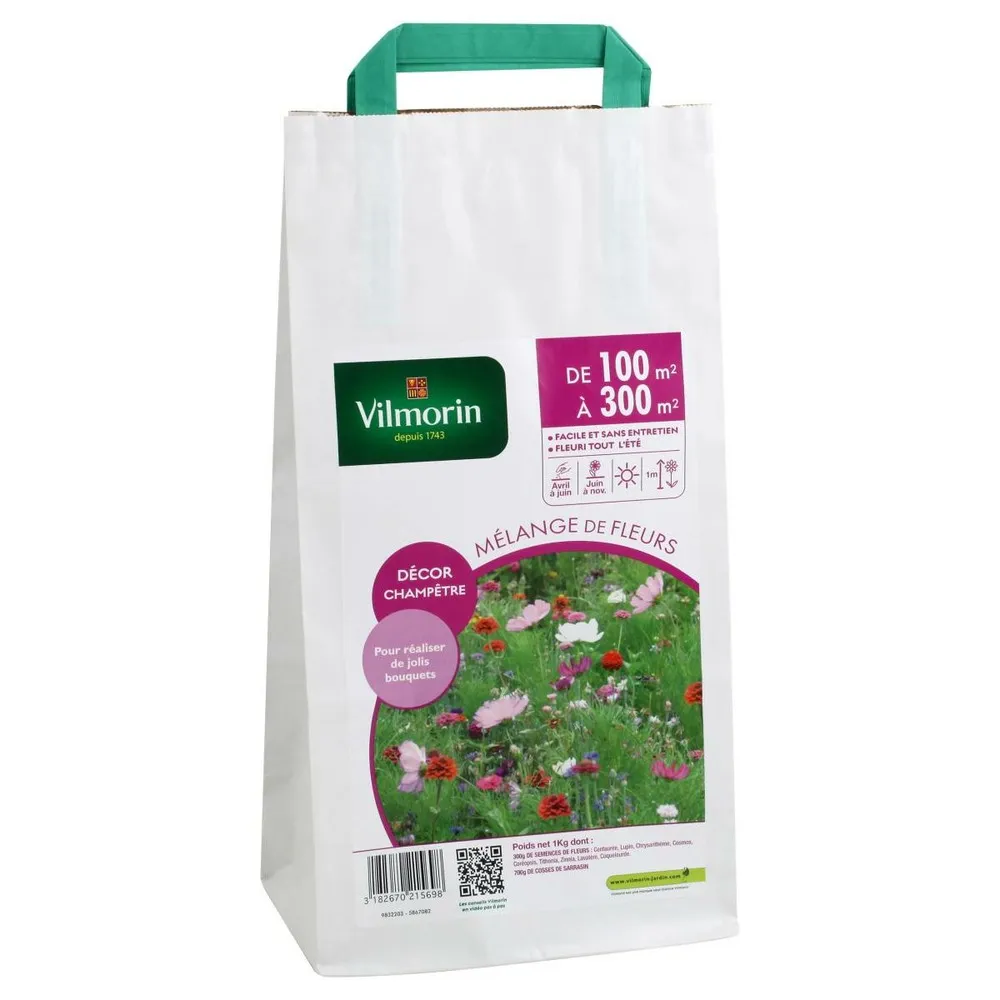 Sachet graines mélange de fleurs champêtre 100 à 300m2