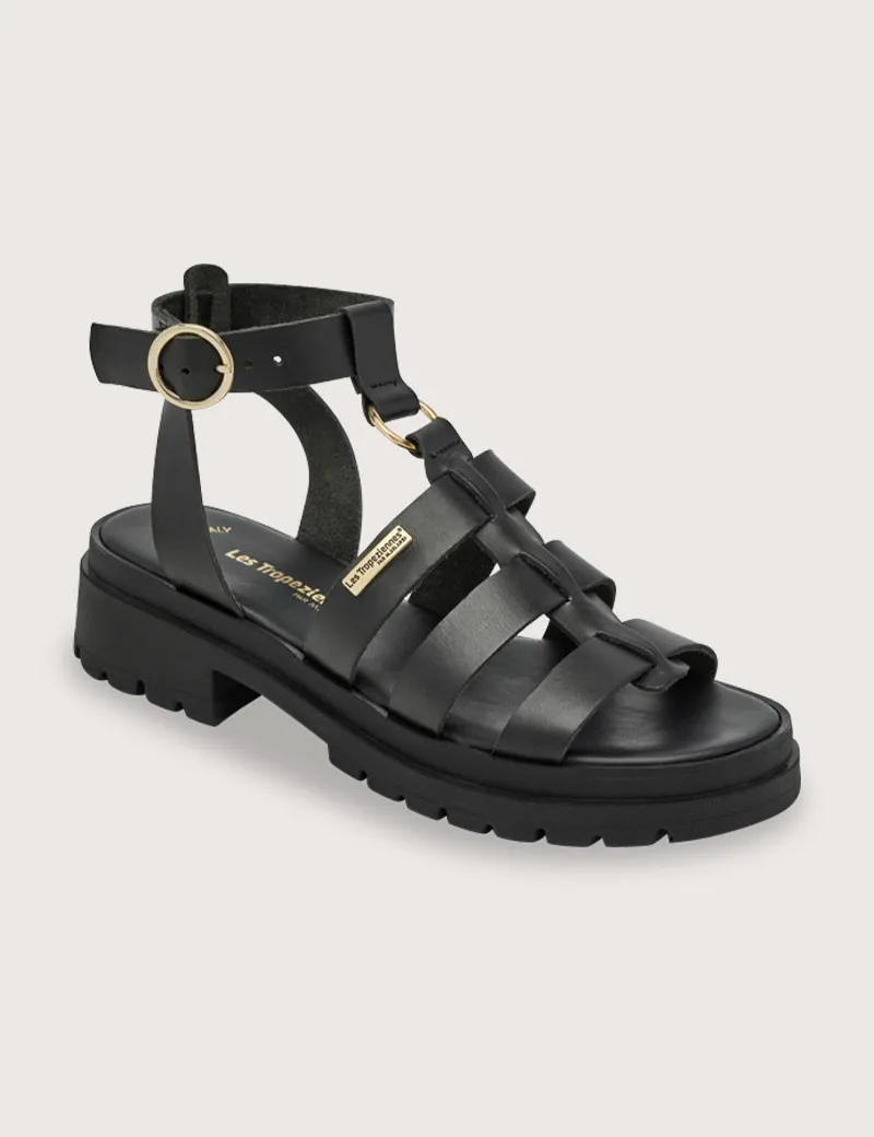 Sandales Montantes Compensées Tobo Noires