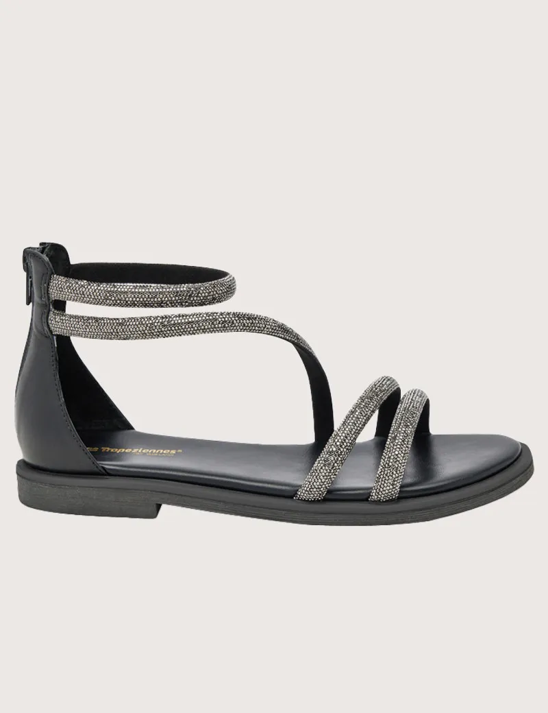 Sandales Montantes Lurex Costa Noir Argent