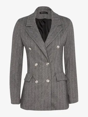 Veste croisé à fines rayures - gris clair